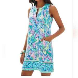 Lilly Pulitzer Kelby Stretch Shift Dress, Mermaid, Women's Size 14.